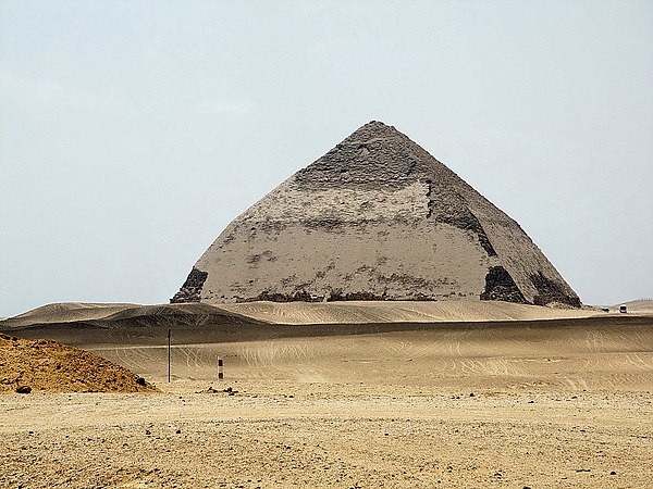 Sneferu's bent pyramid at Dahshur, an early experiment in true pyramid building