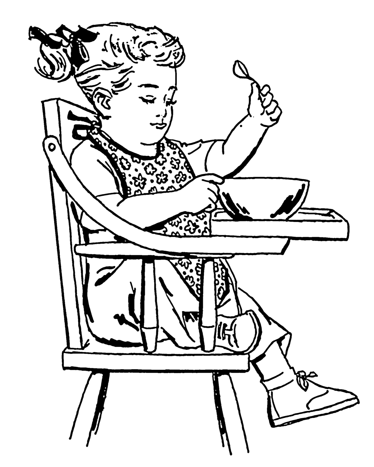 девочка сидит на стуле раскраска