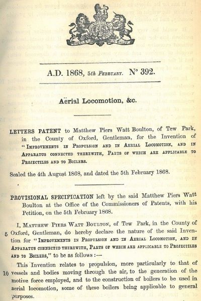 Boulton aileron patent, p. 1