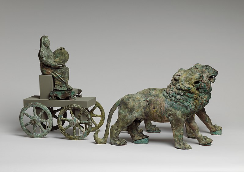 Bronze fountain statuette of Cybele on a cart drawn by lions 2nd century AD. Metropolitan Museum of Art