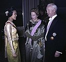 Wilhelmine and Heinrich Lübke greet Queen Sirikit of Thailand at a state dinner, 1960