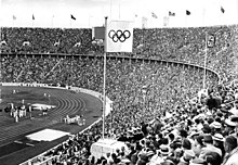 The 1936 Summer Olympics in Berlin - a great propaganda success for the Nazi regime Bundesarchiv B 145 Bild-P017073, Berlin, Olympische Spiele im Olympiastadion.jpg