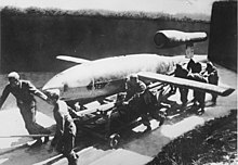 A German crew rolls out a V-1.