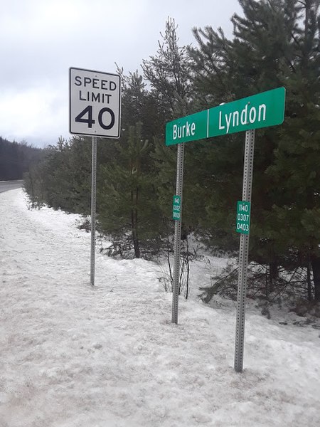 File:Burke Lyndon road marker VT Rte 114 Lyndon VT December 2018.jpg