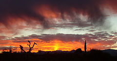 High Desert storm approaches at sunset.