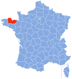 Vendndodhja e Brigjeve të Armorit në Francë.
