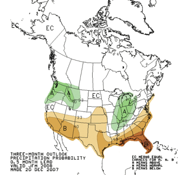 Sample CPC graphic: three month precipitation outlook CDC Example Graphic.gif