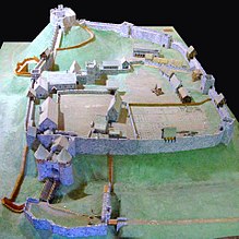 Carisbrooke Castle in England, shortly before the addition of cannons to its defences in the 14th century Carisbrooke Castle 14th century.jpg