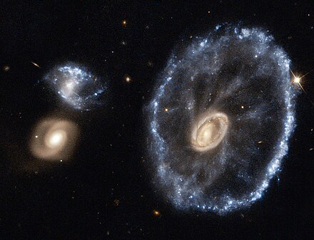 This view of the Cartwheel Galaxy was produced by ST-ECF from Hubble data, and released in December 2010.[2]