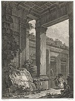 Ruins of the Temple of Diana at Nîmes, etching by Poulleau from Antiquités de la France (1788)
