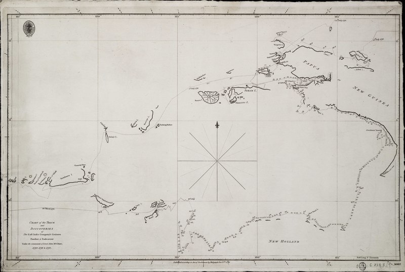 File:Chart of the track and discoveries of the East India Company's cruizers Panther and Endeavour under the command of Lieut. John McCluer. 1790, 1791 and 1792. RMG F0326.tiff