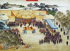 Chinese officials receiving Emperor Lê Chiêu Thống