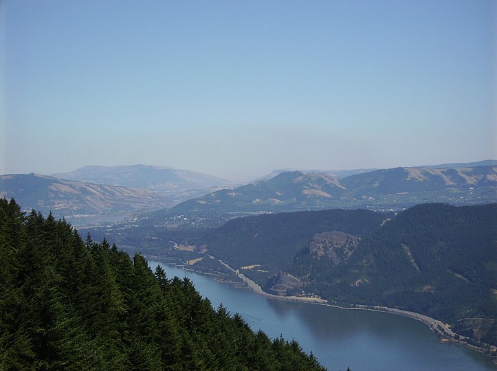 The view east towards The Dalles from Dog Mountain