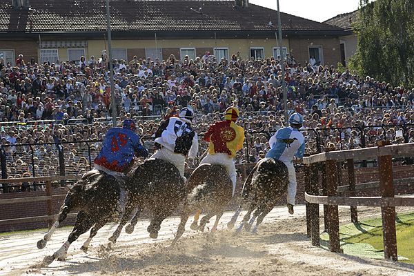 While Horse racing in Palio di Legnano 2013