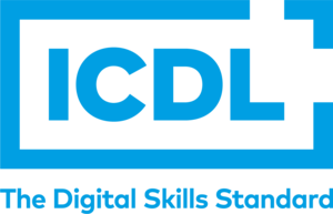 Cyan - web-ICDL logo with strap STACKED.png