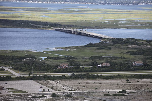 The Meadowbrook Parkway crossing South Oyster Bay, as seen from the south