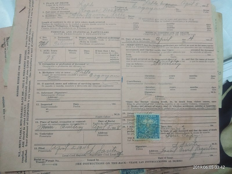 File:Death Certificate Rev. 1945 issued on April 5, 1948.jpg