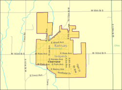 Detailed map of Clearwater, Kansas