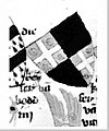 A vidini (magyarul Bodon) cár címere (Die Keyser van Boddin), Gelre herold címerkönyvéből, Armorial Gelre, Folio 105, # 1487 (1370-95 körül) [P. Adam-Even, L'armorial universel du Héraut Gelre...1971]