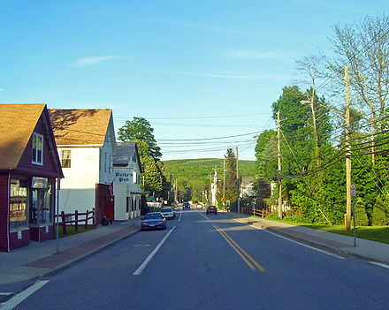 Looking east along NY 311 through Downtown