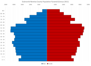 Population pyramid of Dubrovnik-Neretva County per the 2011 Census