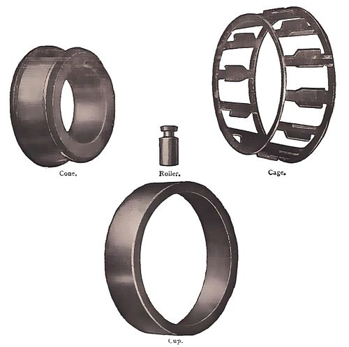 Early Timken tapered roller bearing with notched rollers