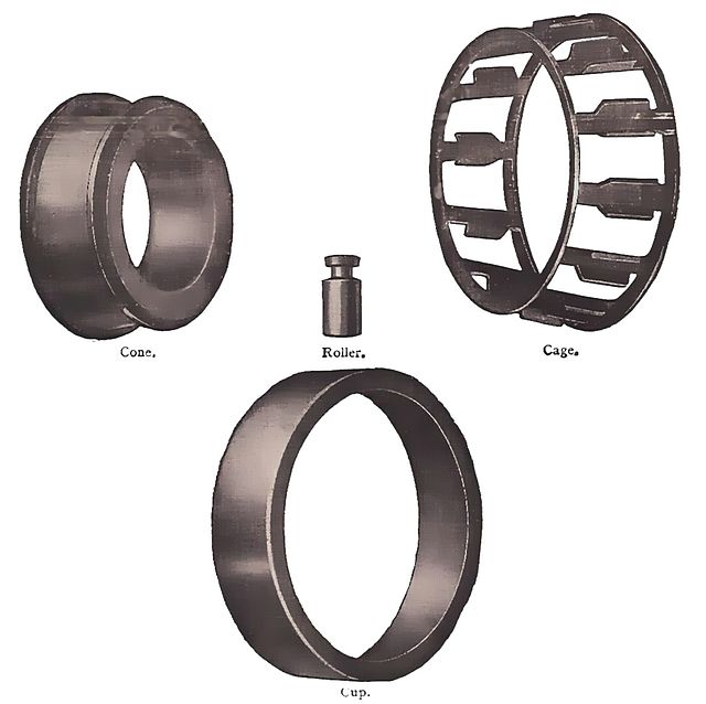 Early Timken tapered roller bearing with notched rollers