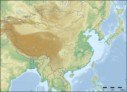 China topographic map with East Asia countries