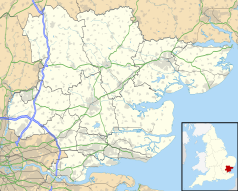 Mapa konturowa hrabstwa Essex, po lewej znajduje się punkt z opisem „Hatfield Broad Oak”