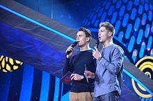 Hosts Volodymyr Ostapchuk and Oleksandr Skichko (from rehearsal)