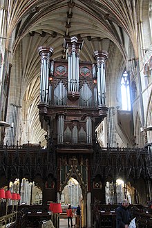 The organ at Exeter Cathedral, which Gibbons may have played