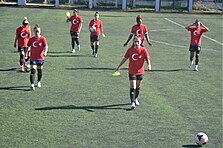 Fatih Vatan Spor women's football players in Republic Day jersey (2018)