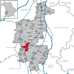 Läget för Fischach i Landkreis Augsburg