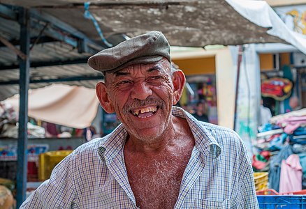 Fishmonger smiling