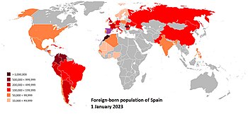 Foreign-born population in Spain (2023) Foreign born population Spain 2023.jpg
