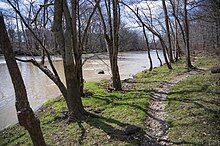 A trail in Frances Slocum State Forest that runs along the Mississinewa River. Frances Slocum State Forest River Trail.jpg
