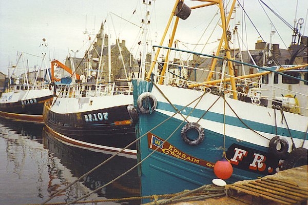 Scottish fishing boats moored in Fraserburgh.