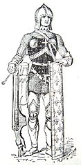 15th-century French soldier carrying an arbalest and a pavise
