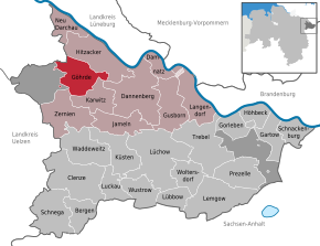 Poziția Göhrde pe harta districtului Lüchow-Dannenberg