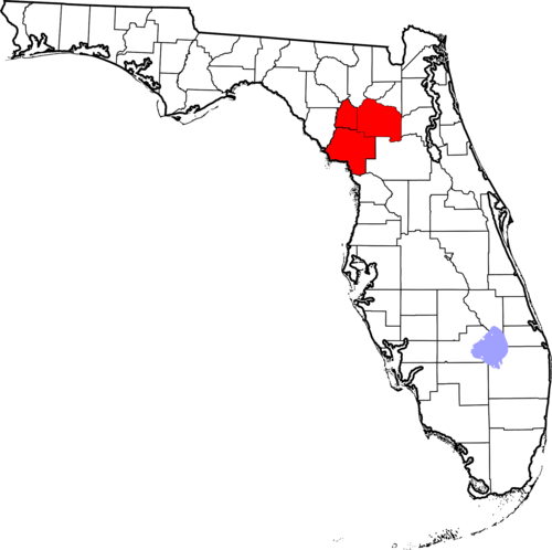 Location of the Gainesville Metropolitan Statistical Area in Florida