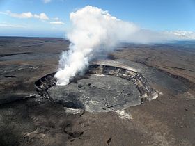Halema'uma'u Crater is one of two active vents of the Kilauea volcano.
