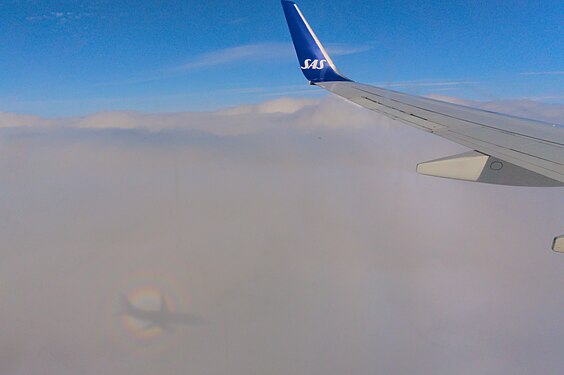 Halo around flight shadow caused due to backscattering