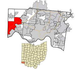 Lage in Hamilton County und im Bundesstaat Ohio.