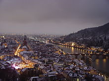 View from the castle during winter, 2014 Heidelberg winter.jpg