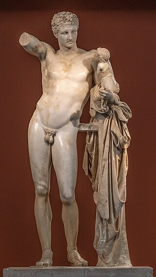 <i>Hermes and the Infant Dionysus</i> Ancient Greek sculpture