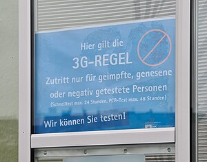 Hinweistext „Hier gilt die 3G-Regel“