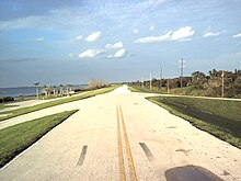 View NNE from atop the Herbert Hoover Dike and its access roads, as seen from the Canal Point Recreation Area in Canal Point, FL