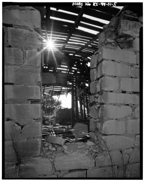 File:INTERIOR DETAIL THROUGH WEST SIDE WINDOW. VIEW TO EAST - Dr. Stewart House, Washington Street, Nicodemus, Graham County, KS HABS KANS,33-NICO,1-N-5.tif