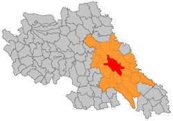 Location of Iași and its metropolitan area in Iași County