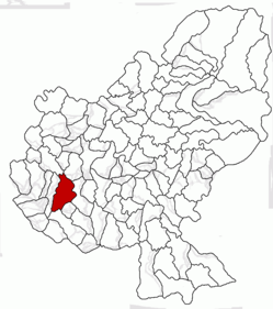 Kommunens beliggenhed i distriktet Mureș
